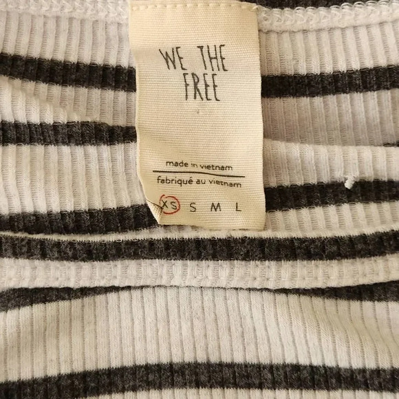 WE the Free People size xs double bell sleeve Jersey Stretch white black striped - Picture 5 of 5
